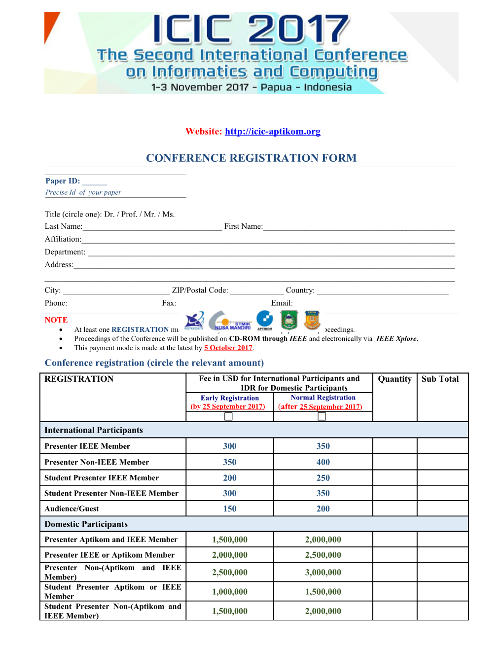 42Nd IEEE Conference on Decision and Control, Advance Registration Form