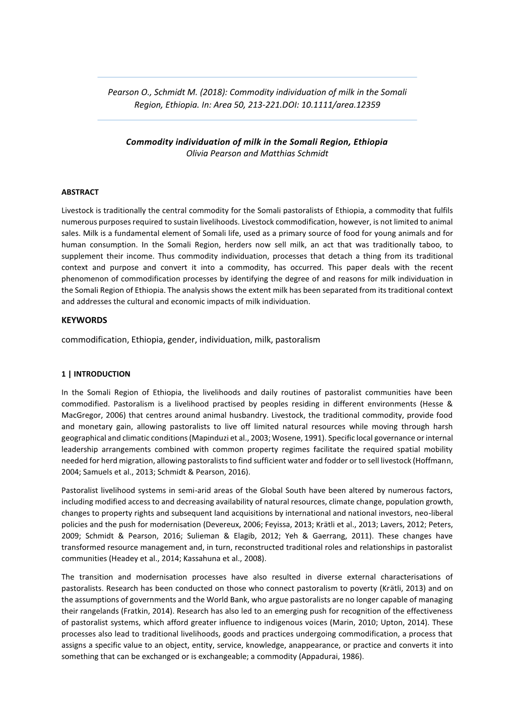 (2018) Commodity Individuation of Milk in the Somali Region