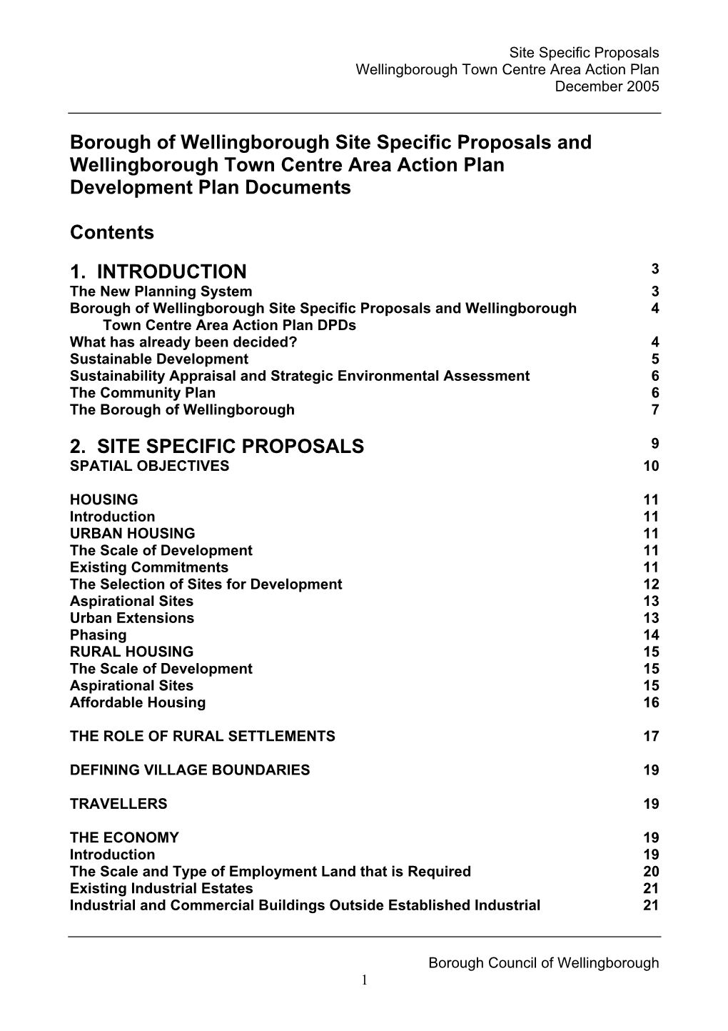 Borough of Wellingborough Site Specific Proposals and Wellingborough Town Centre Area Action Plan Development Plan Documents