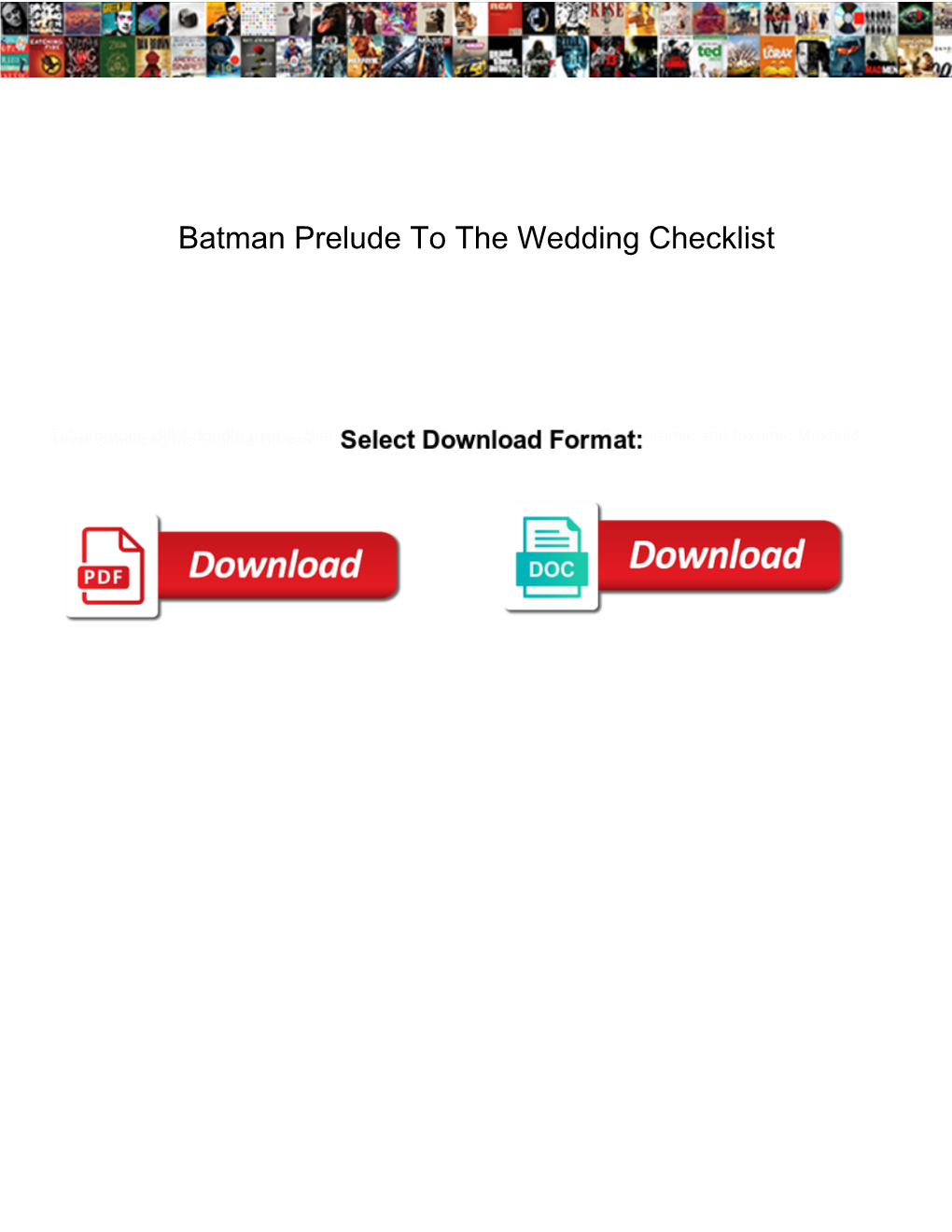 Batman Prelude to the Wedding Checklist