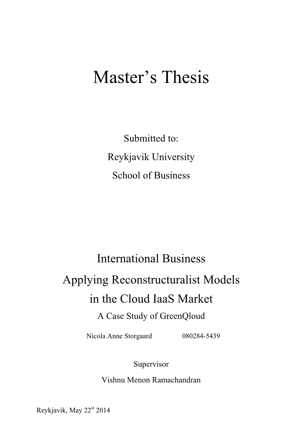 Master's Thesis