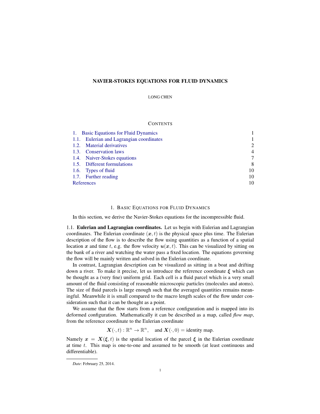 Navier-Stokes Equations for Fluid Dynamics