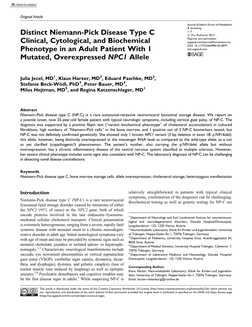 Distinct Niemann-Pick Disease Type C Clinical, Cytological