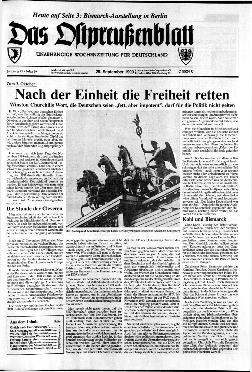 Nach Der Einheit Die Freiheit Retten Winston Churchills Wort, Die Deutschen Seien „Fett, Aber Impotent