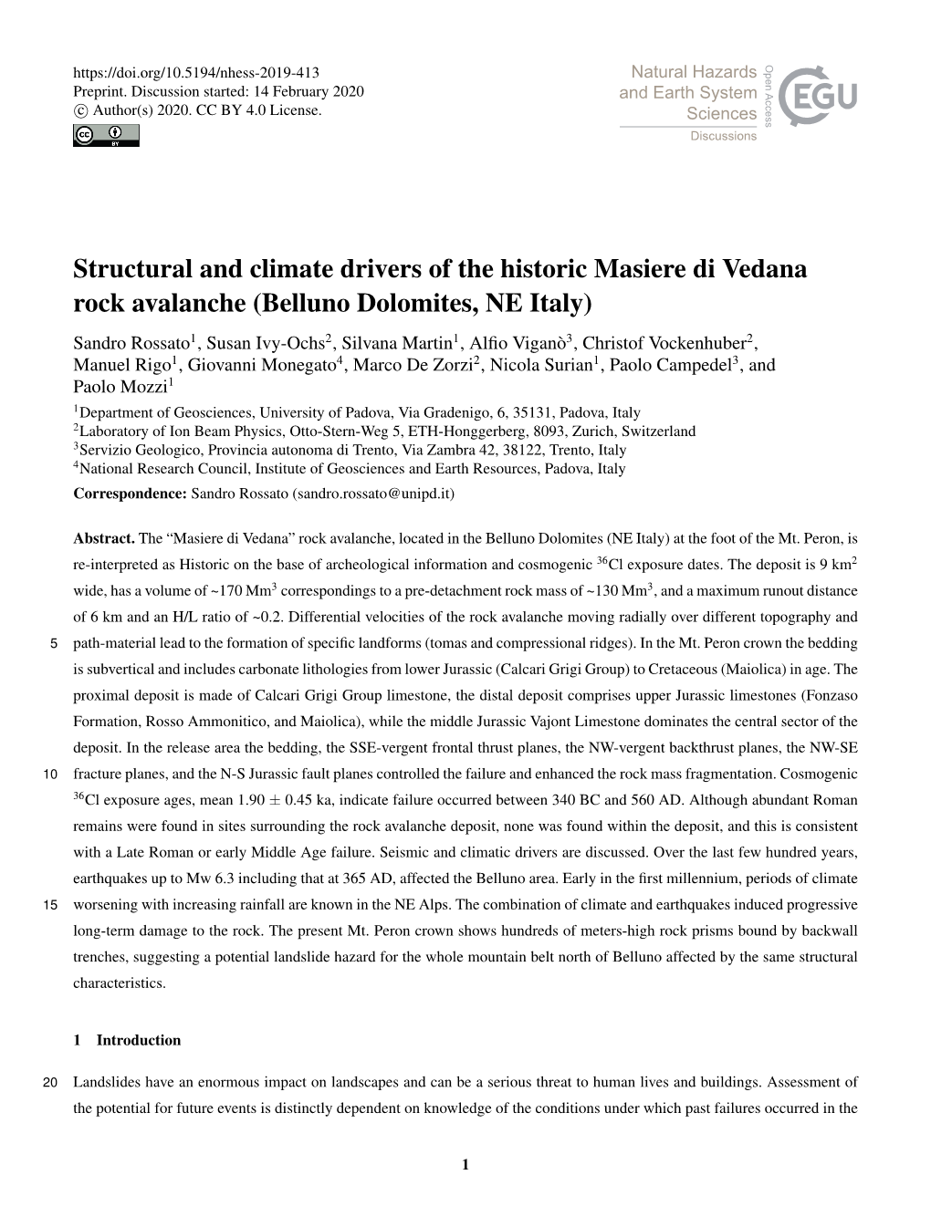 Structural and Climate Drivers of the Historic Masiere Di Vedana Rock