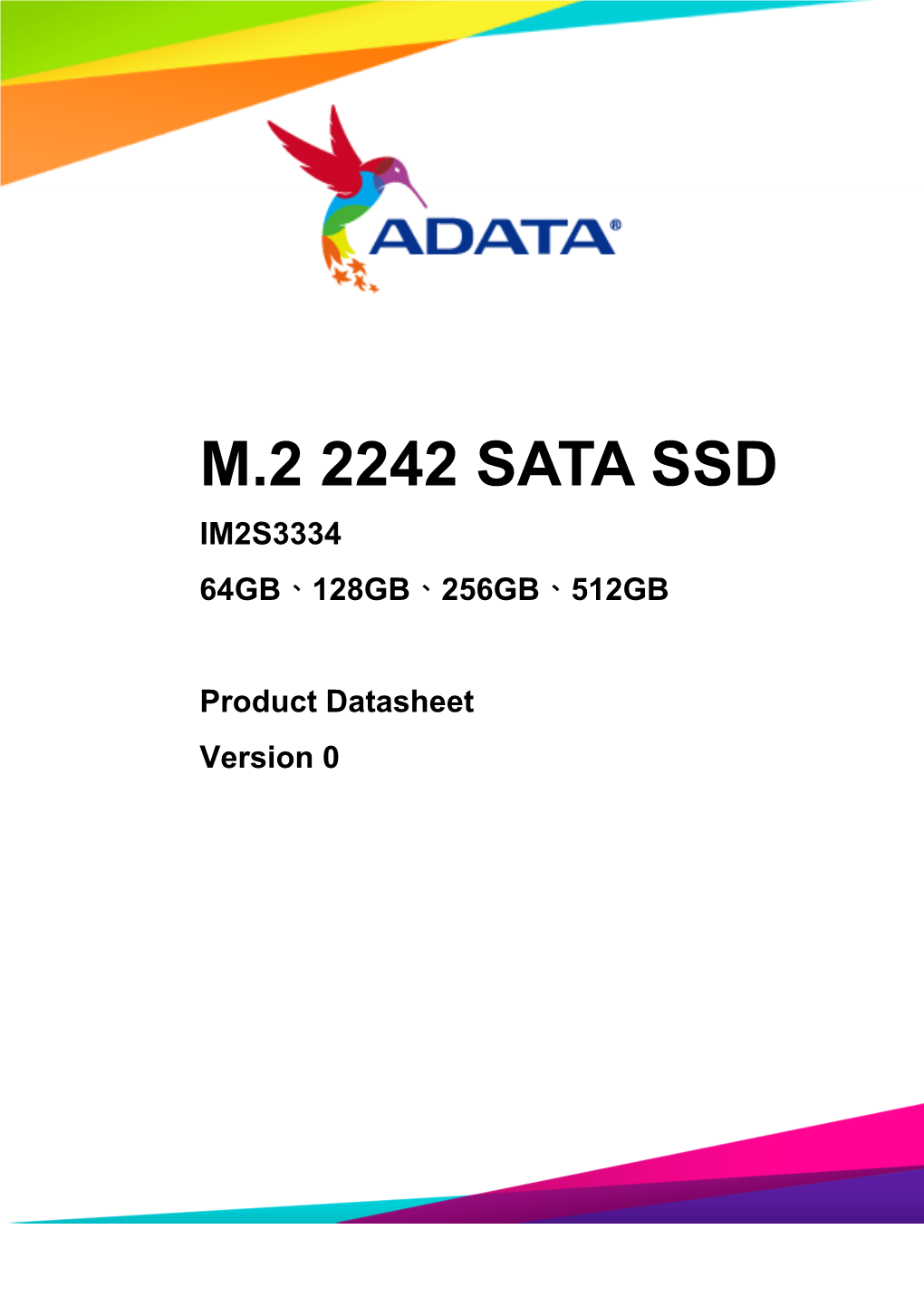 M.2 2242 Sata Ssd Im2s3334 64Gb、128Gb、256Gb、512Gb