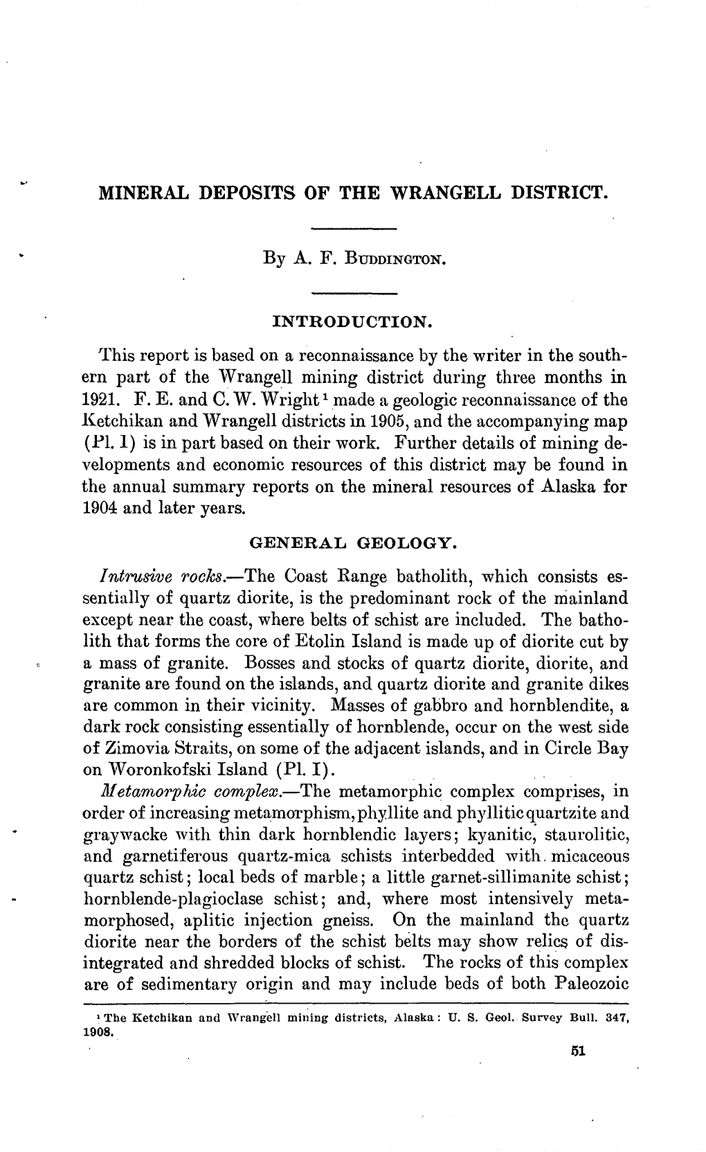 Mineral Deposits of the Wrangell District