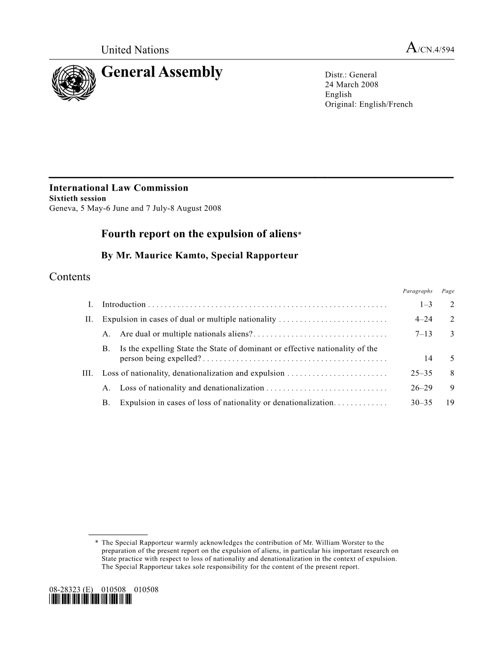 General Assembly Distr.: General 24 March 2008 English Original: English/French