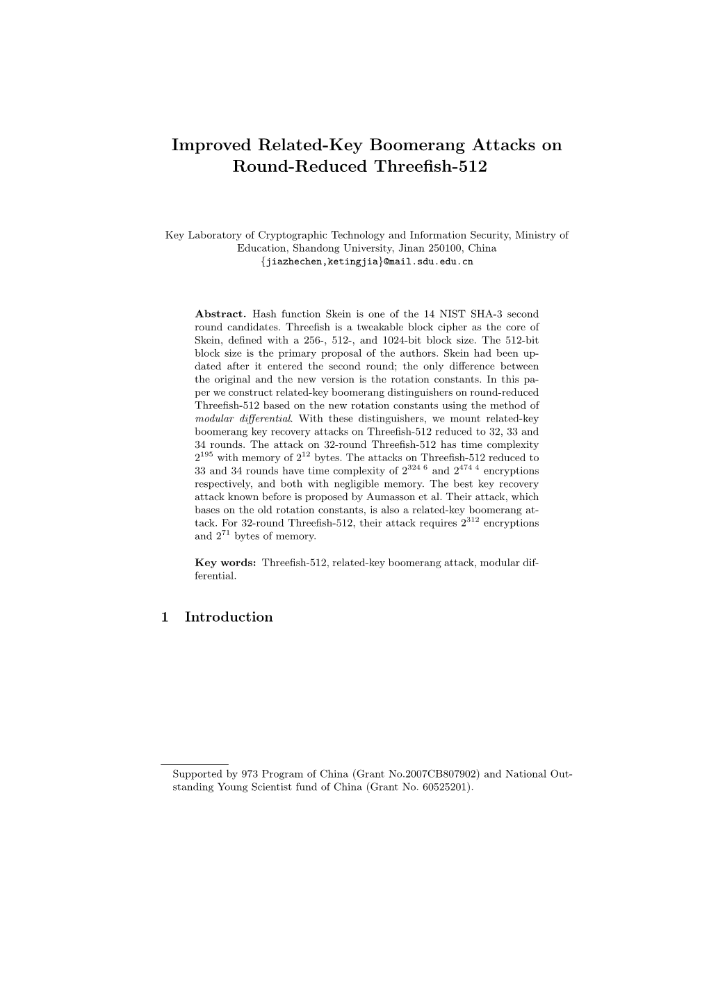 Improved Related-Key Boomerang Attacks on Round-Reduced Threeﬁsh-512 ?