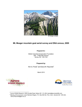 Mt. Meager Goat Survey Report 2009