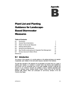 Plant List and Planting Guidance for Landscape- Based Stormwater Measures
