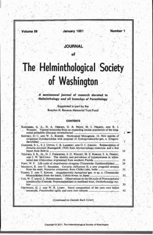 Journal of the Helminthological Society of Washington 58(1) 1991