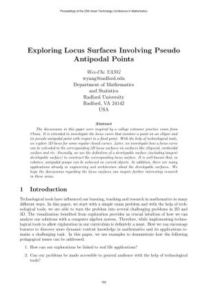 Exploring Locus Surfaces Involving Pseudo Antipodal Points