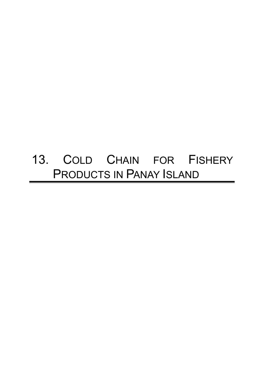 13. Cold Chain for Fishery Products in Panay Island