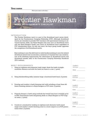 Frontier Hawkman MERIT REQUIREMENTS CHECKLIST Silver Merit Silver