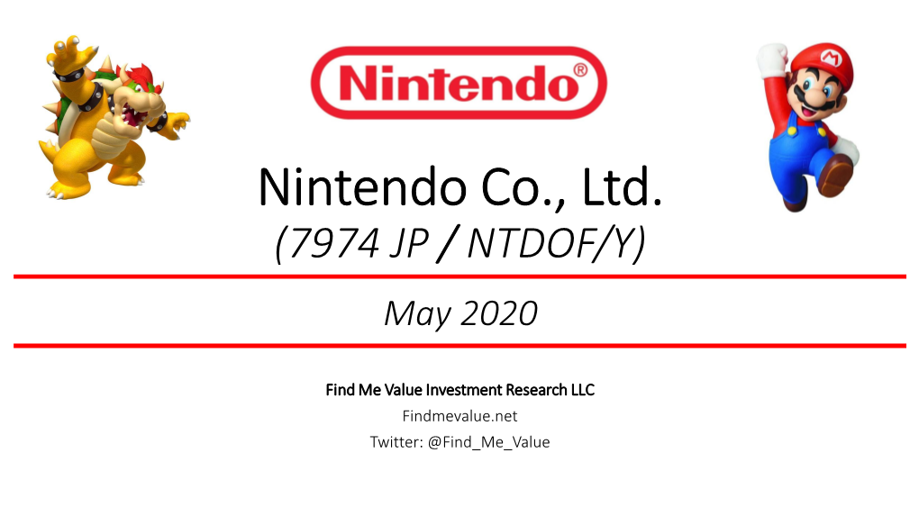 Nintendo Co., Ltd. (7974 JP / NTDOF/Y) May 2020