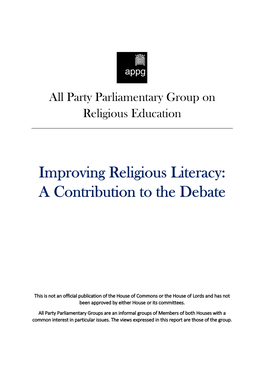 Improving Religious Literacy: a Contribution to the Debate