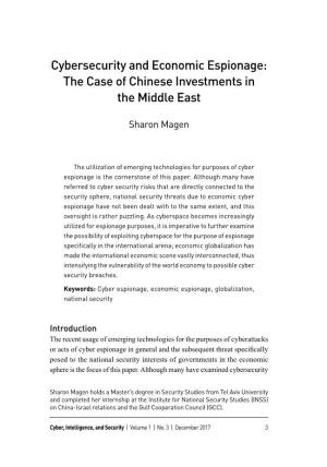 Cybersecurity and Economic Espionage: the Case of Chinese Investments in the Middle East