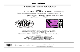 Catalog AMERICAN KENNEL CLUB AGILITY INVITATIONAL