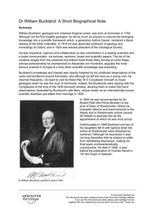 Dr William Buckland: a Short Biographical Note