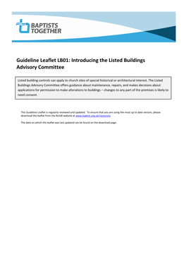 Introducing the Listed Buildings Advisory Committee
