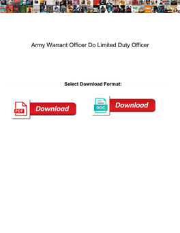 Army Warrant Officer Do Limited Duty Officer