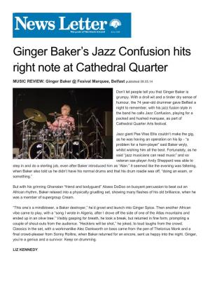 Ginger Baker's Jazz Confusion Hits Right Note at Cathedral Quarter