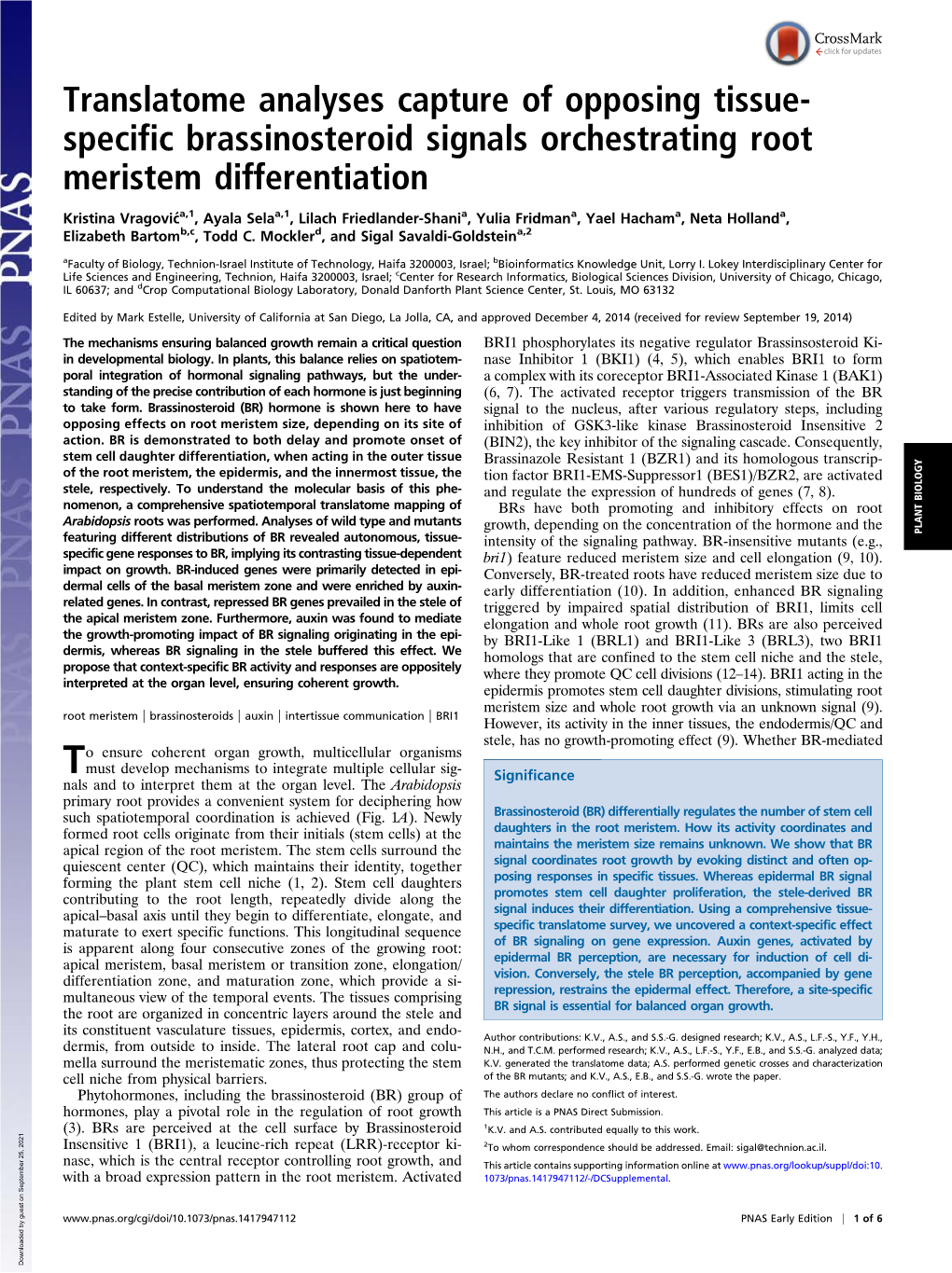 Specific Brassinosteroid Signals Orchestrating Root Meristem Differentiation