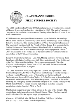 Clackmannanshire Field Studies Society