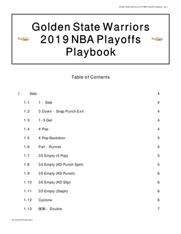 Golden State Warriors 2019 NBA Playoffs Playbook Pg