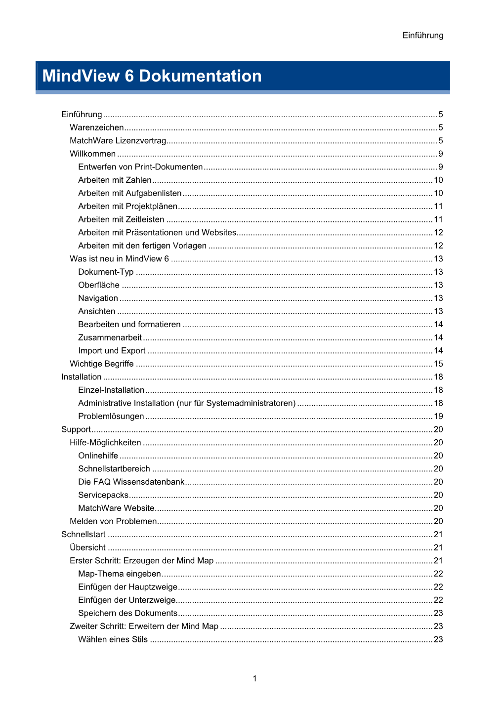 Mindview 6 Dokumentation