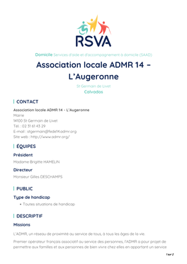 Association Locale ADMR 14 – L'augeronne