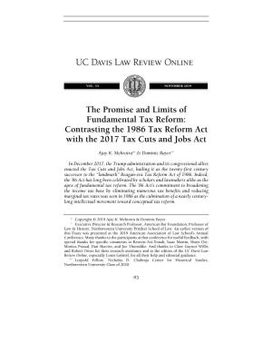 Contrasting the 1986 Tax Reform Act with the 2017 Tax Cuts and Jobs Act