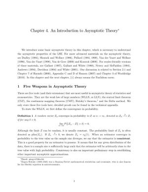 Chapter 4. an Introduction to Asymptotic Theory"
