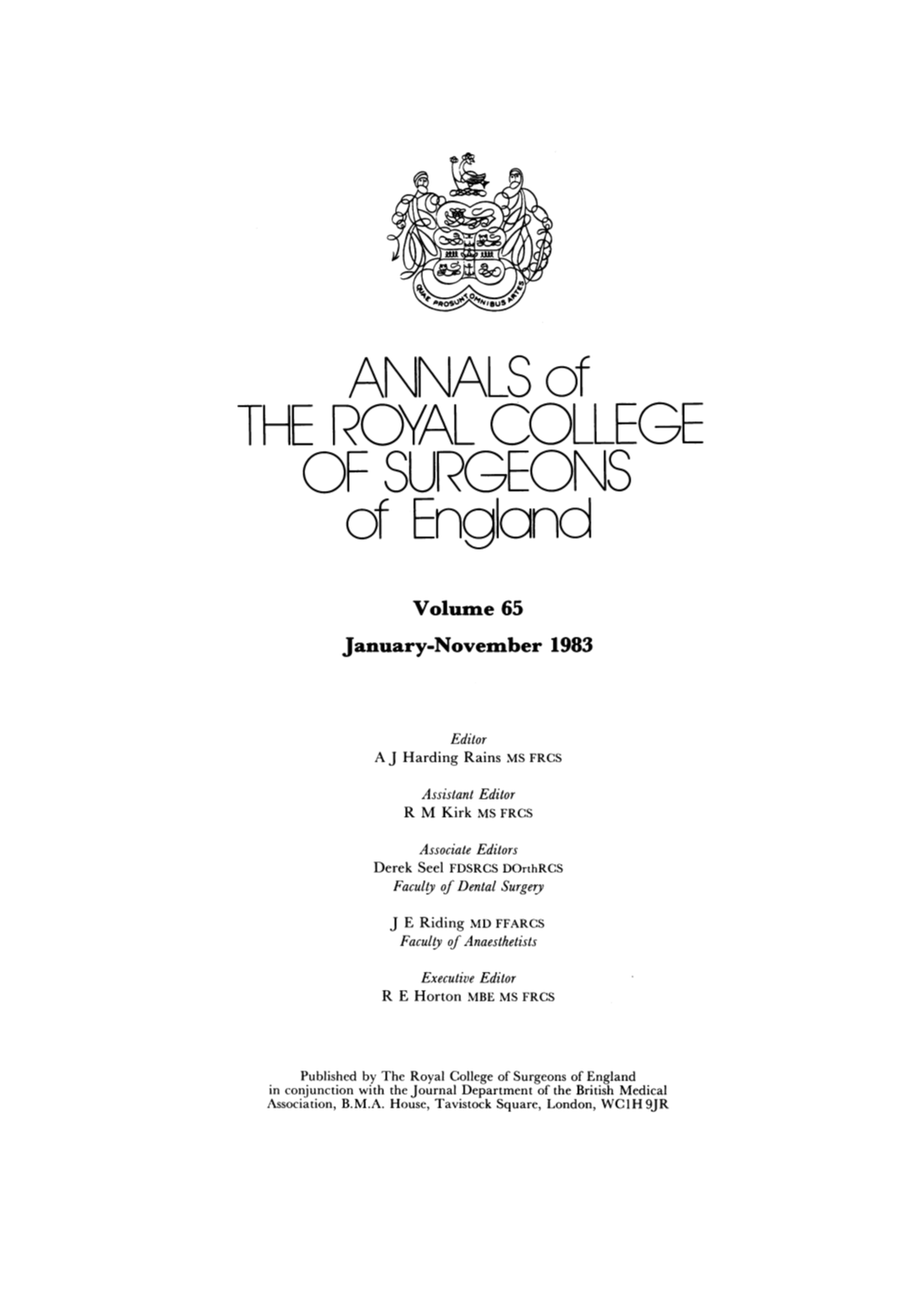 ANNALS of the ROYAL COLLEGE of England