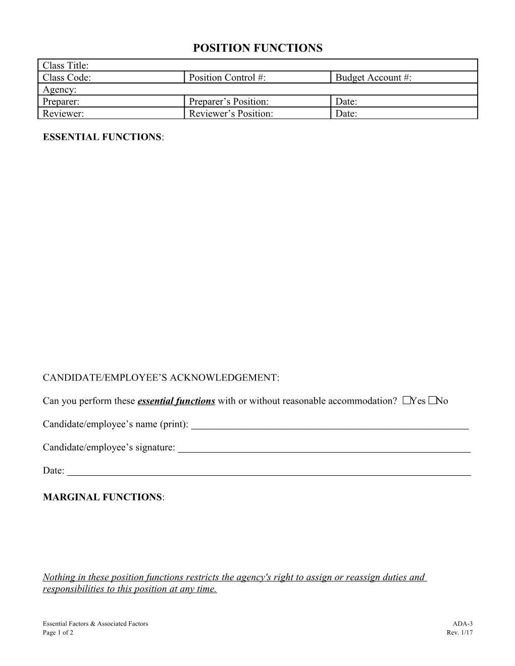 Position Functions