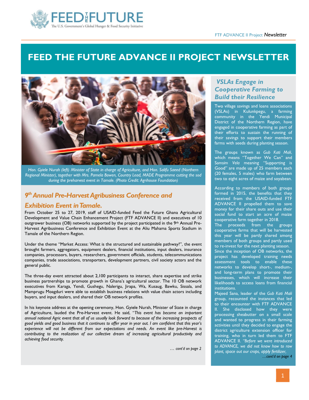 Feed the Future Advance Ii Project Newsletter