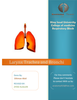 Larynx Trachea and Bronchi
