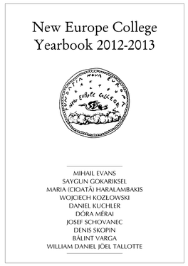New Europe College Yearbook 2012-2013