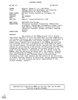 DOCUMENT RESUME Koballa, Thomas R., Jr.; and Others Wowbugs