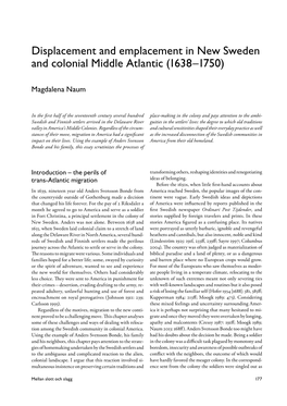 Displacement and Emplacement in New Sweden and Colonial Middle Atlantic (1638–1750)