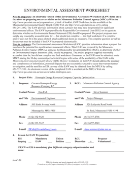 HERC Environmental Assessment Worksheet