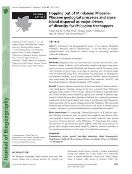 Hopping out of Mindanao: Miocenepliocene Geological