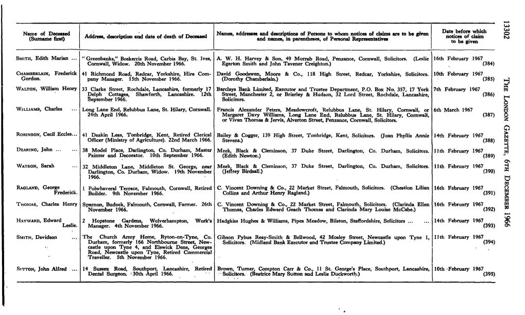 Name of Deceased (Surname First)