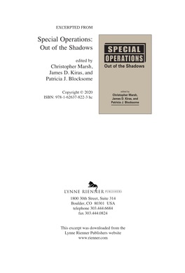 Special Operations: out of the Shadows