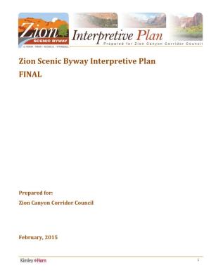 Zion Scenic Byway Interpretive Plan FINAL