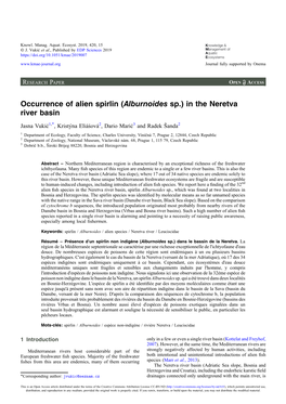 Occurrence of Alien Spirlin (Alburnoides Sp.) in the Neretva River Basin
