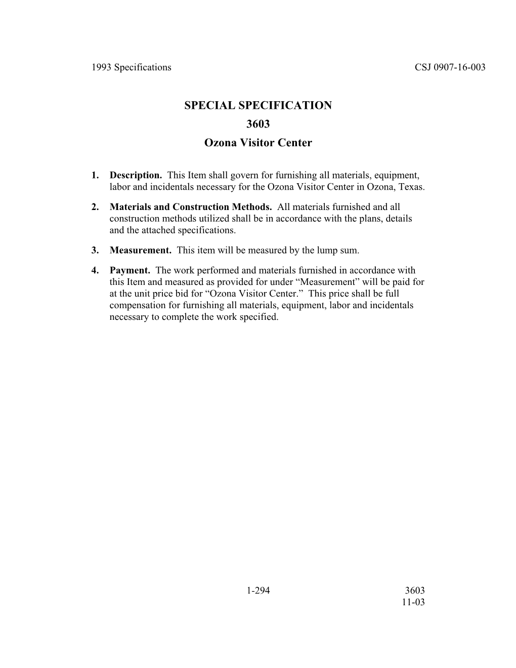 Special Specification Template