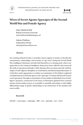 Wives of Secret Agents: Spyscapes of the Second World War and Female Agency