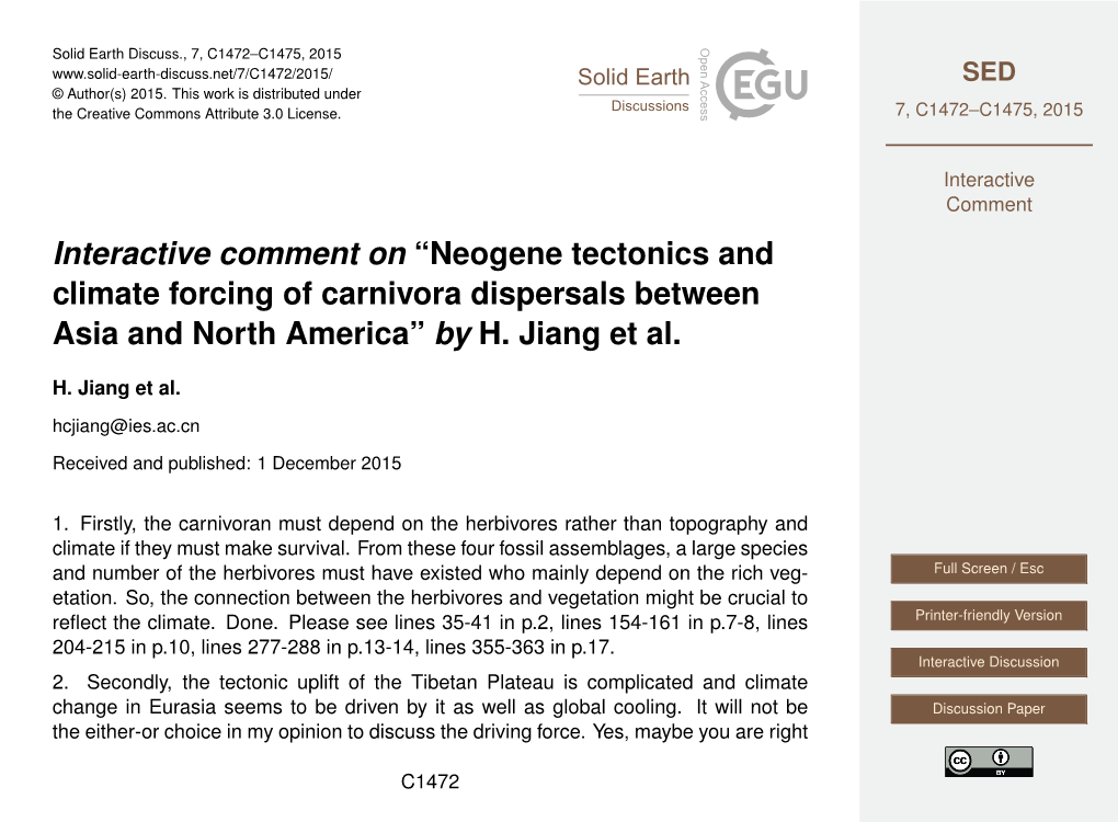 Neogene Tectonics and Climate Forcing of Carnivora Dispersals Between Asia and North America” by H